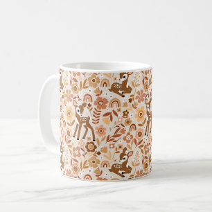Caneca De Café Padrão Floral do Cachorro de Veado da Madeira