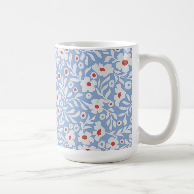 Caneca De Café Padrão Floral do Woodblock (Direita)