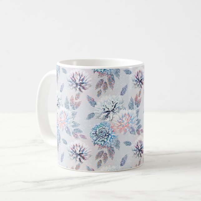 Caneca De Café Padrão floral elegante. (Frente Esquerda)