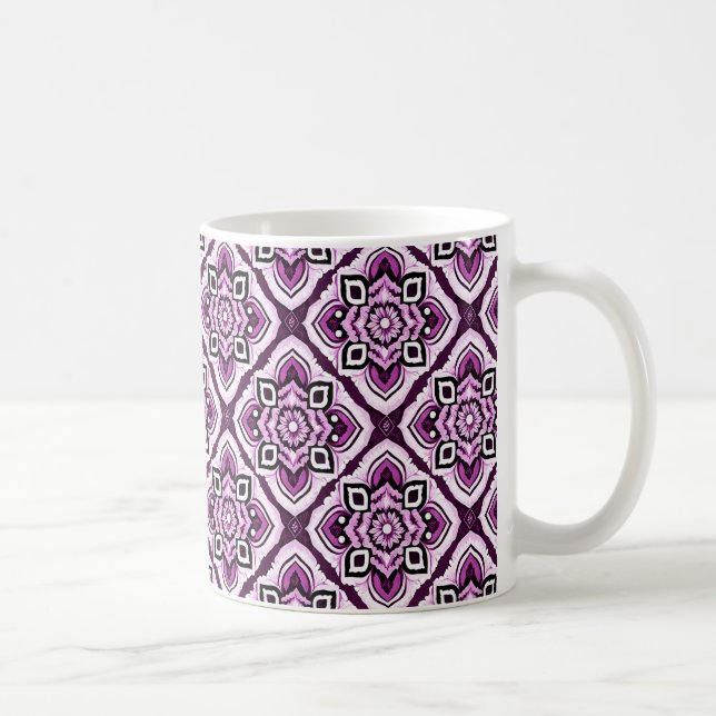 Caneca De Café Padrão Floral Elegante Boho Chic Mandala (Direita)