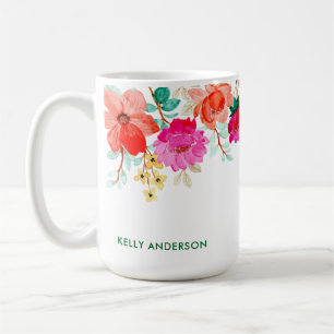 Caneca De Café Padrão Floral Feminino de Tendência Botânica Decal