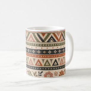 Caneca De Café Padrão Floral Geométrico Boho Folk Sem Costura