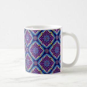 Caneca De Café Padrão Floral Geométrico de Boho Vibrante