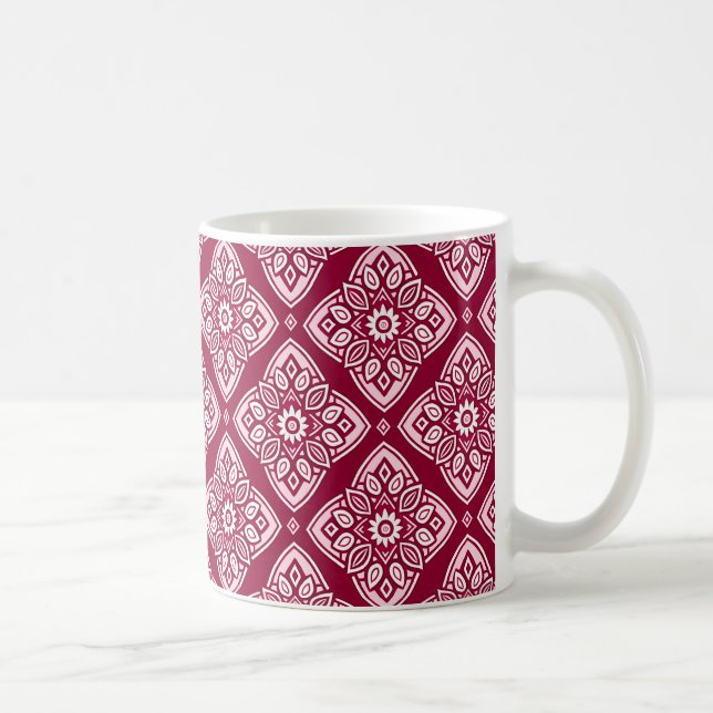Caneca De Café Padrão Floral Geométrico Elegante Boho (Direita)