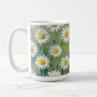 Caneca De Café Padrão Floral Impressionista Prado de Margaridas