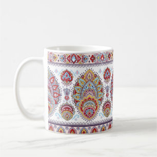 Caneca De Café Padrão floral índio de medalhão. Mães étnicas