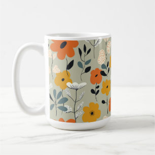Caneca De Café Padrão Floral Inspirado no meio século