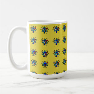Caneca De Café Padrão Floral Mandala Sem Costura