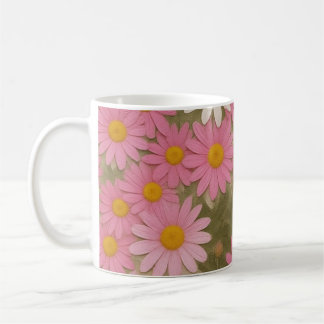 Caneca De Café Padrão Floral Margarida Retro Estética Design