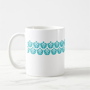 Caneca De Café Padrão Floral Moderno do Meio século Retroativo