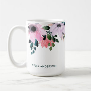 Caneca De Café Padrão Floral Moderno Folhagem Tropical Decal Femi