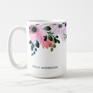 Caneca De Café Padrão Floral Moderno Folhagem Tropical Decal Femi