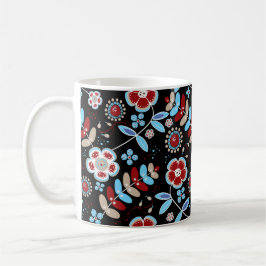 Caneca De Café Padrão Floral Povo Ousado