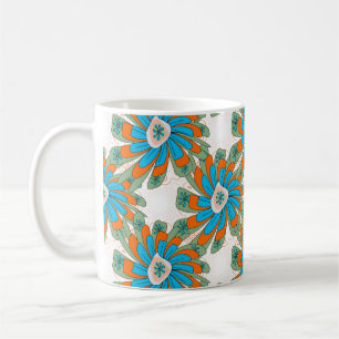 Caneca De Café Padrão floral rasteiro com flores de abstrato. Ab