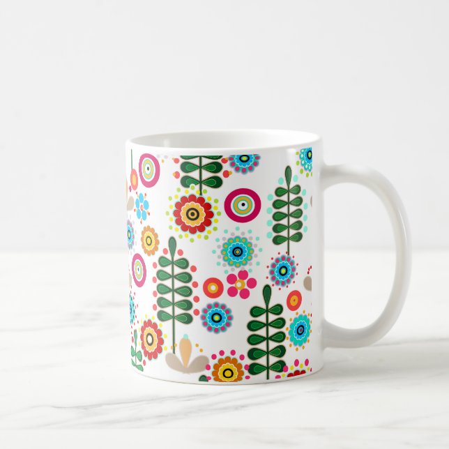 Caneca De Café Padrão floral retrô (Direita)
