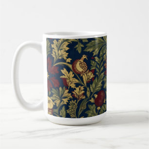 Caneca De Café Padrão Floral Romã Navy William Morris