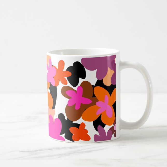 Caneca De Café Padrão floral rosa (Direita)