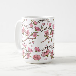 Caneca De Café Padrão Floral Rosa de Flor de Cerejeira Momfulness