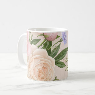 Caneca De Café Padrão Floral Rosa de Romance Rosado