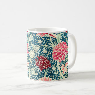 Caneca De Café Padrão Floral Rosa Dourado Verde Azul William Morr