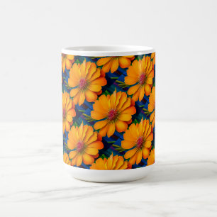 Caneca De Café Padrão Floral Rosa Salmão