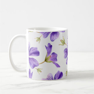 Caneca De Café Padrão Floral Roxo