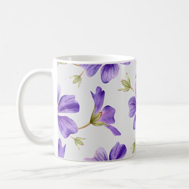 Caneca De Café Padrão Floral Roxo (Esquerda)
