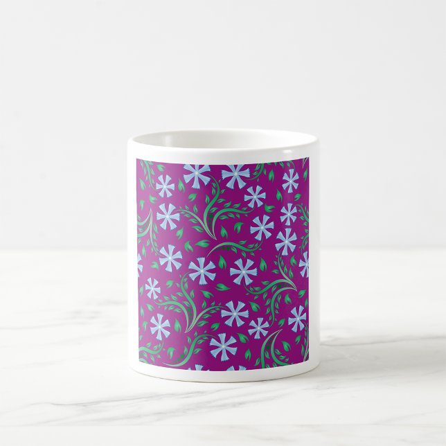 Caneca De Café Padrão Floral Roxo com Flores Azuis (Criador carregado)