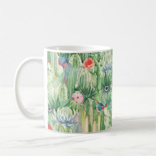 Caneca De Café Padrão floral sem costura com cactos, suculentos
