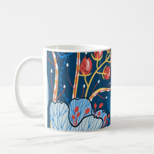 Caneca De Café padrão floral sem costura com flores exóticas e p
