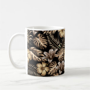 Caneca De Café Padrão floral sem costura com folhas. dorso tropic