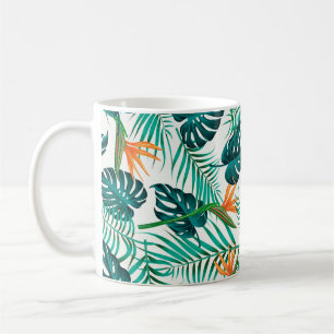 Caneca De Café Padrão floral sem costura com folhas. dorso tropic