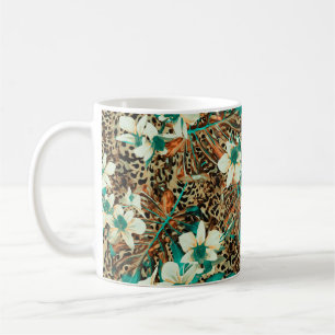 Caneca De Café Padrão floral sem costura com orquídeas