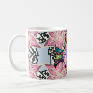 Caneca De Café Padrão floral sem costura. Padrão natural da folha