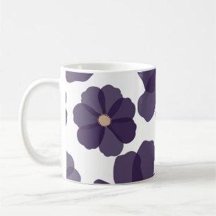 Caneca De Café Padrão floral sem soldadura com cauda roxa desenha
