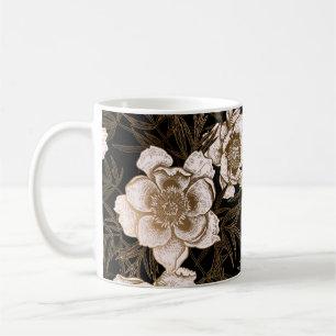 Caneca De Café Padrão floral sem soldadura. Farinhas de jardim e