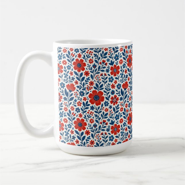 Caneca De Café padrão floral temático EUA/americano (Esquerda)