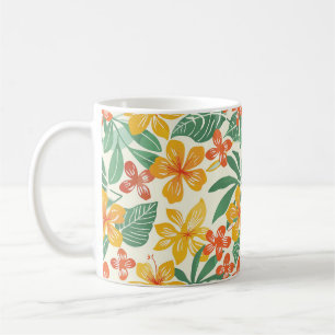 Caneca De Café Padrão Floral Tropical Vibrante