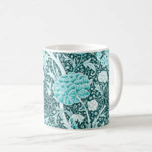 Caneca De Café Padrão Floral Turquesa Azul Claro William Morris
