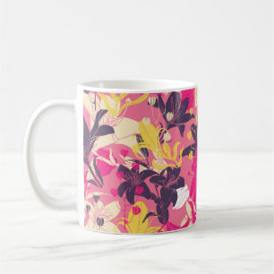 Caneca De Café Padrão floral uniforme de vindima. Design de cort