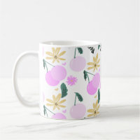 Padrão Floral Verde Cereja Amarelo Rosa