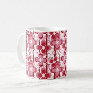 Caneca De Café Padrão floral vermelho e branco