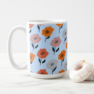 Caneca De Café Padrão Floral Vibrante