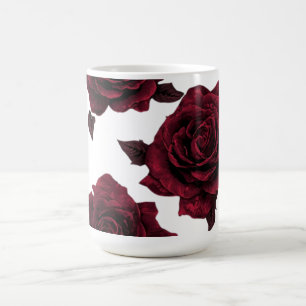 Caneca De Café Padrão Floral Vintage Botânica Romântica da Rosa