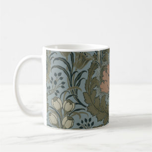 Caneca De Café Padrão Floral Vitoriano Antigo Terracota Sage