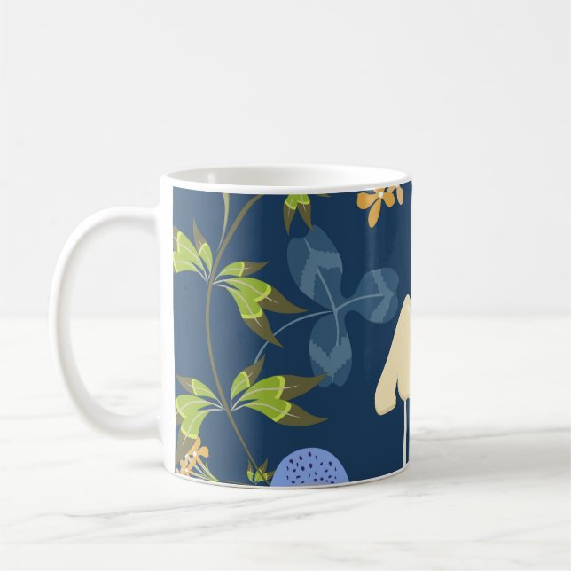 Caneca De Café Padrão floral vítreo sem costura com flores, Léa (Esquerda)