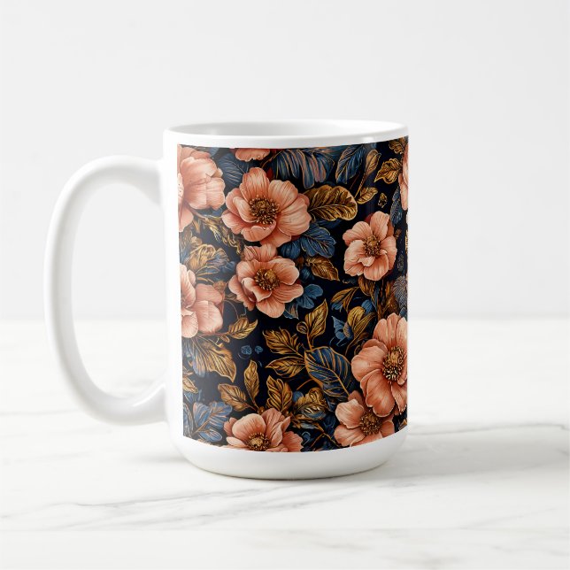 Caneca De Café Padrão floral vívido (Esquerda)
