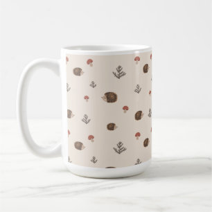 Caneca De Café Padrão Florestal de Cachorro e Cogumelos