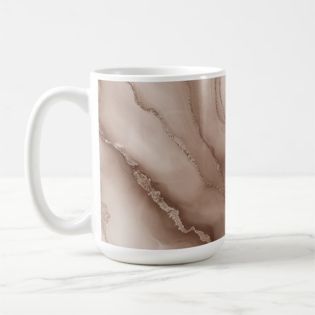 Caneca De Café Padrão Fluido de Mármore em Cores Terrosas (Esquerda)