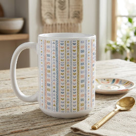Caneca De Café Padrão Folclórico Escandinavo Decorativo